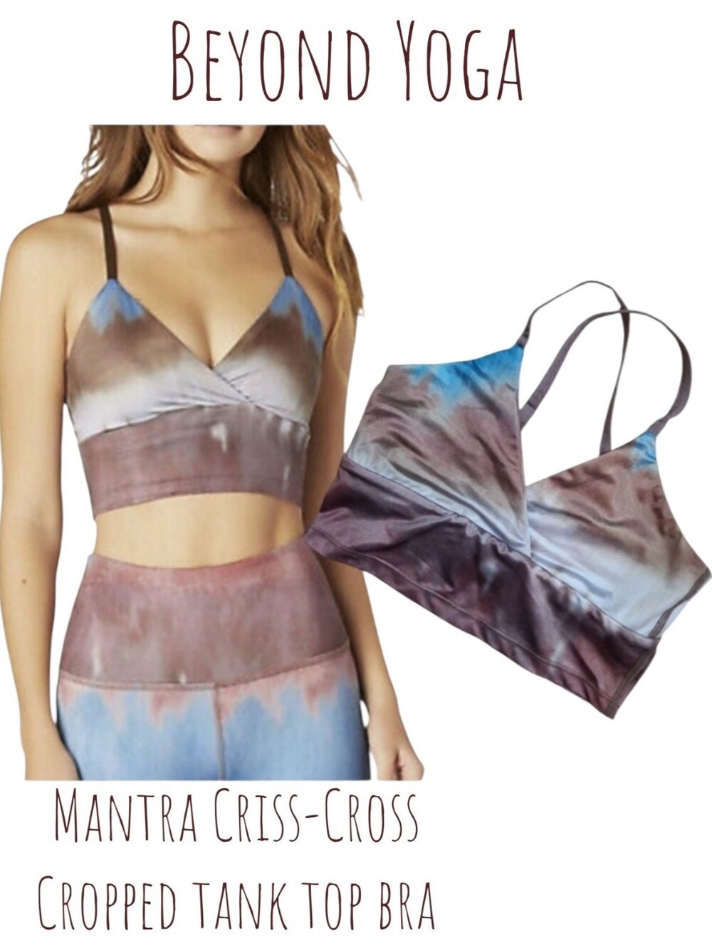 Beyond Yoga Women's Mantra Criss-Cross Cropped tank top bra tie dye slinky xs